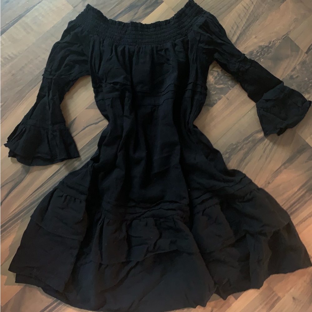 Off the shoulder gauze mini dress